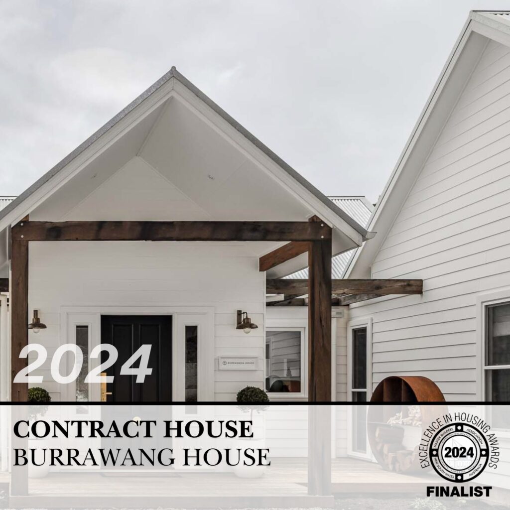 Modern white contract house winner in Burrawang built by leading NSW builder, Lime Building Group