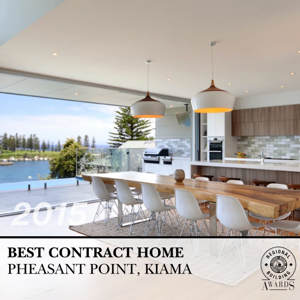 Open plan kitchen with ocean view in Kiama's Pheasant Point