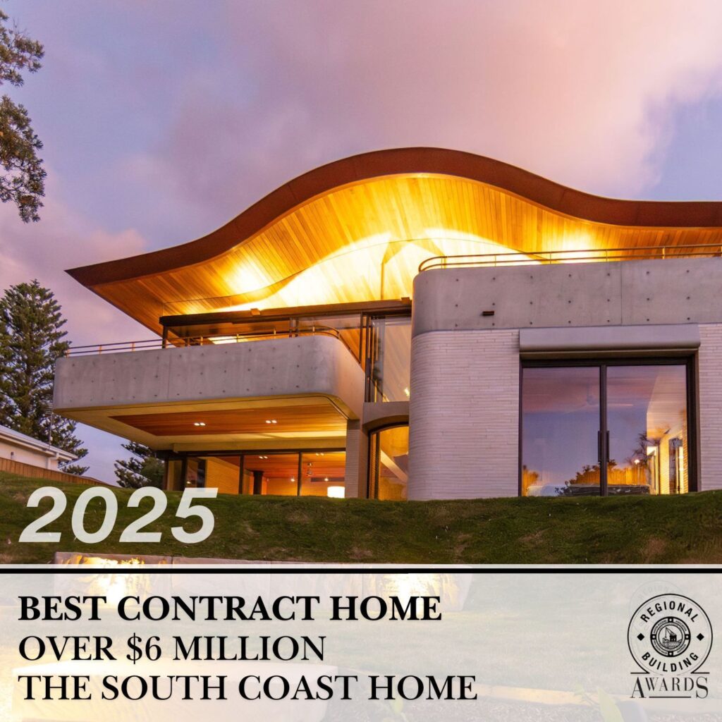 2025 Best Contract Home Over $6 Million. The South Coast Home by Lime Building Group, Kiama builder.